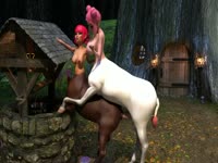 Two sluts shares horse's creampie